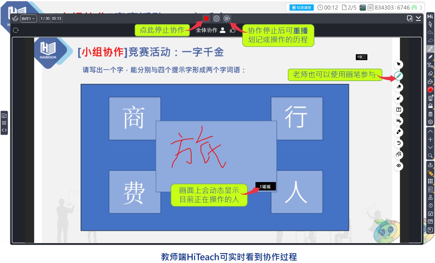 HiTeach可即時(shí)檢視與參與協(xié)作過(guò)程