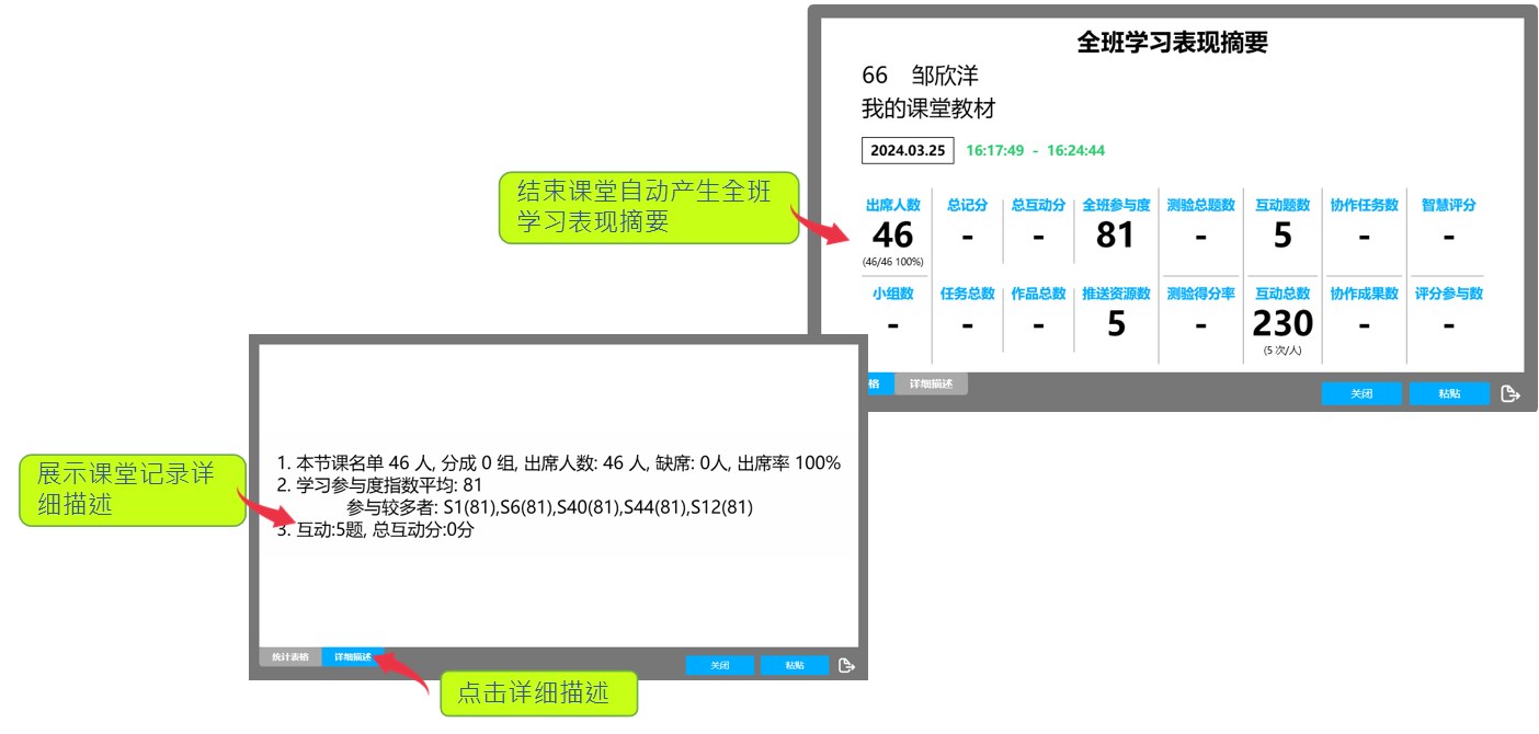 HiTeach結(jié)束課堂自動(dòng)產(chǎn)生全班學(xué)習(xí)表現(xiàn)摘要